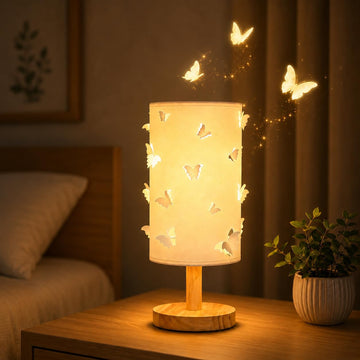 Dimmable Butterfly Lamp for Kids Room, Wood Bedside Lights,Kids Lamp