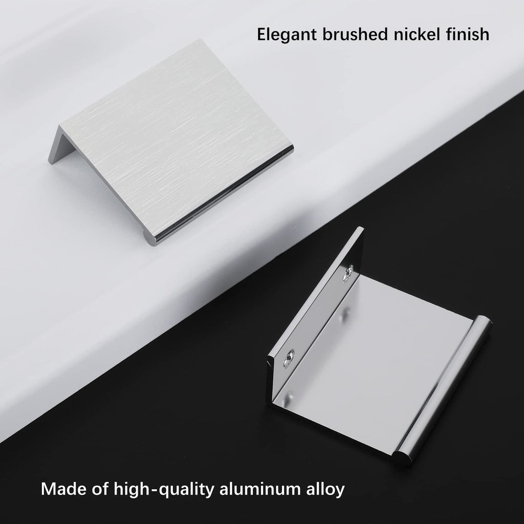 10 Pack 1-5/16" Cabinet Pulls Brushed Nickel Finger Pulls for Cabinet