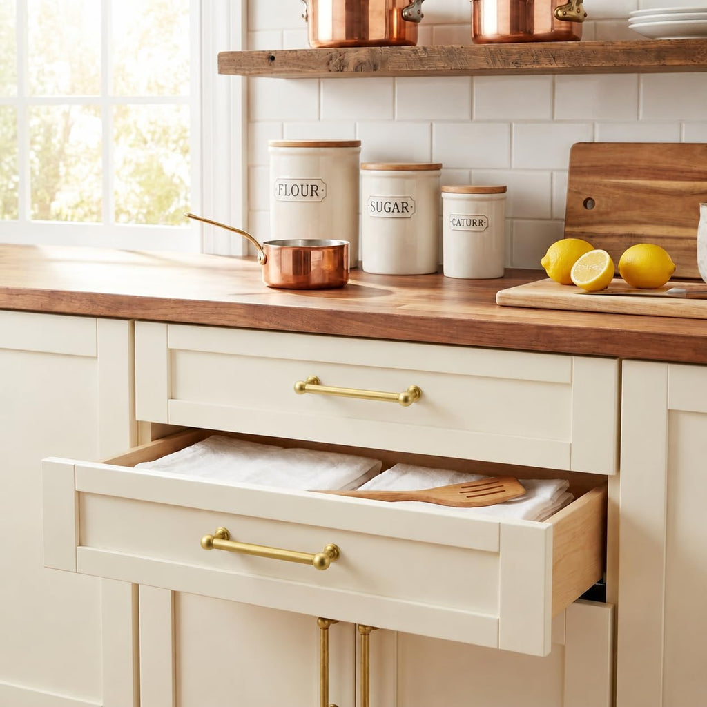 2 Pack 3 Inch Solid Kitchen Cabinet Handles Brushed Gold Heavy Duty Cabinet Pulls Drawer Pulls Cabinet Hardware