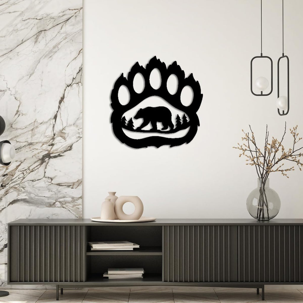 Bear Paw Forest Silhouette Metal Wall Art Decor Outdoor Decor Metal Signs Rustic Farmhouse Style Stunning Wall Decor