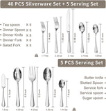 45 Pieces Silverware Set for 8, Premium Stainless Steel Flatware Set with Serving Utensils