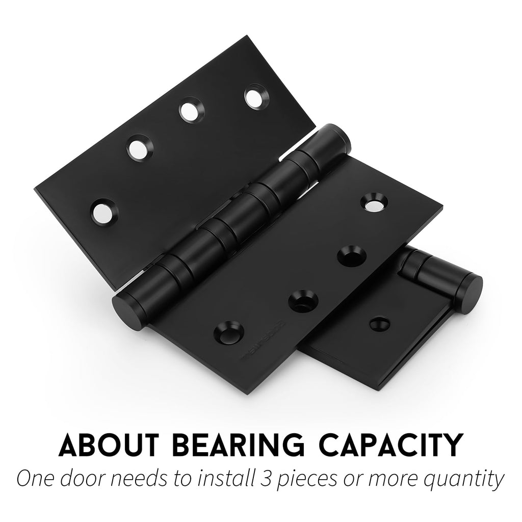 3 Pack 4 x 4 Inch Ball Bearing Heavy Duty Black Door Hinges