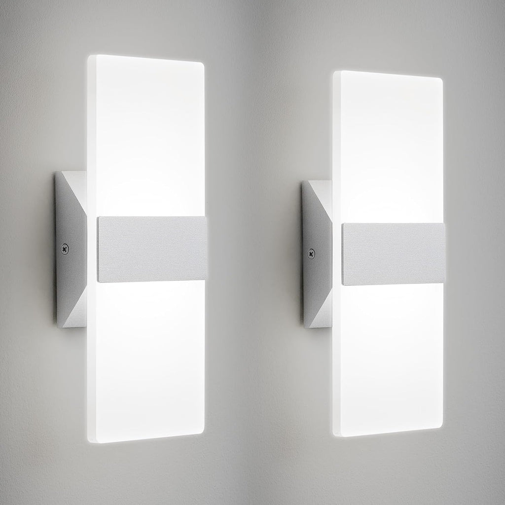 LED Wall Sconces Set of Two, Dimmable Indoor Wall Lights, 2700K-5000K Adjustable, Hardwired Acrylic Wall Lamps