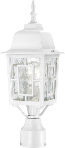 Banyon One Light Post Lantern 100 Watt A19 Max. Clear Water Glass White Outdoor Fixture, 6.1 x 17.25-Inches