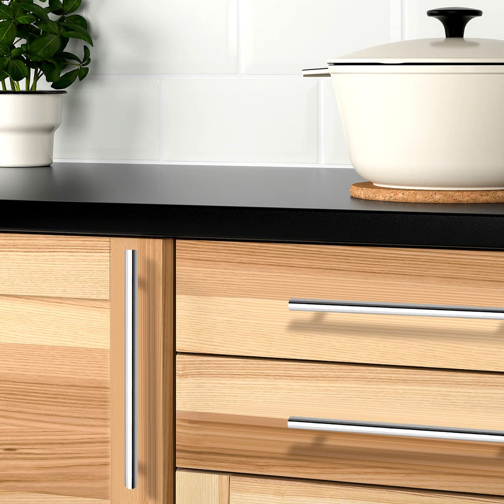 5 Pack | 5 Inch Polished Chrome Cabinet Pulls Stainless Steel Kitchen Cabinet Handles, Round T Bar Cupboard Furniture