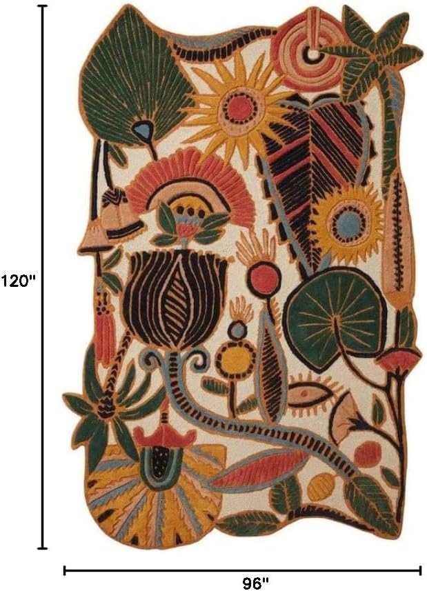 Hand Tufted Floral Area Rug, New Zealand Woolen