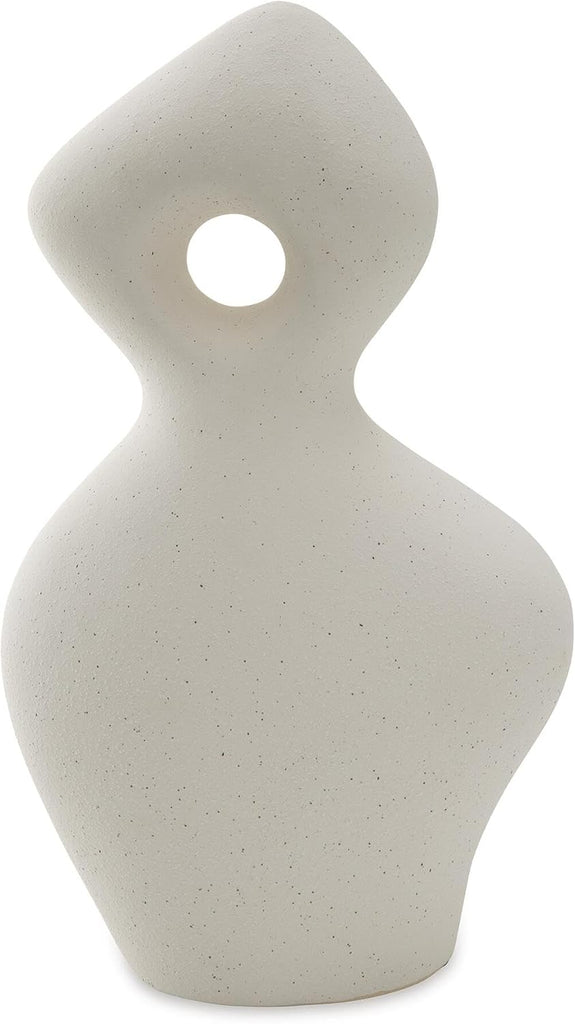 Ceramic Abstract Sculpture, Off White | Water-resistant sanded 15 in ceramic art, Organic modern style s and warm