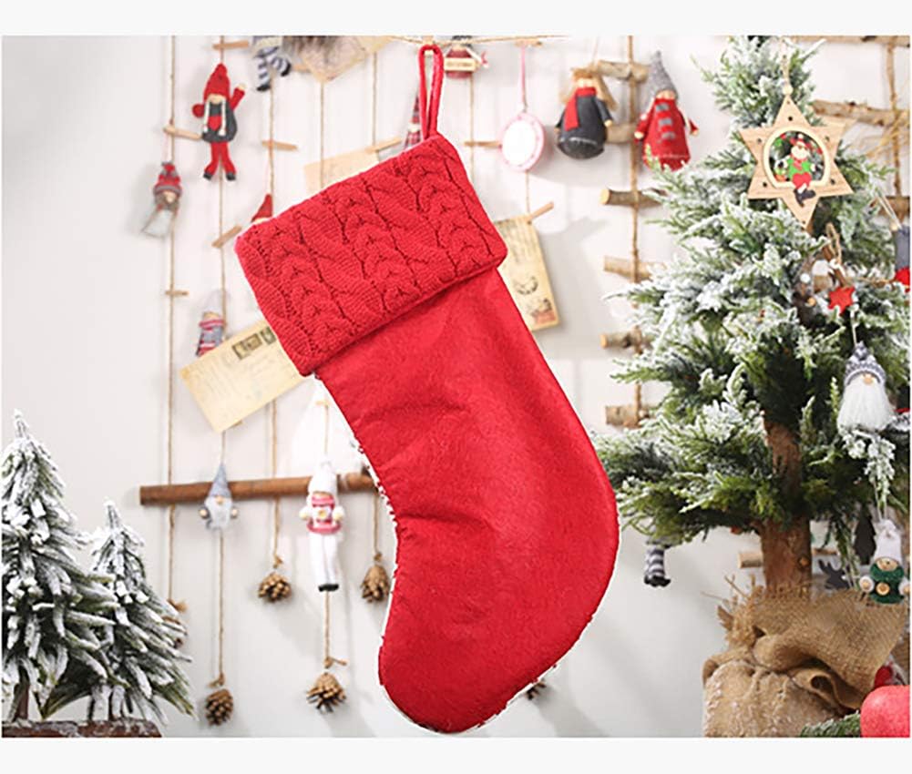 S 16 Inches Knit Knitted Stockings Rustic Ornament Set for Family Holiday Xmas Party Decorations (Knitted - Set of 3