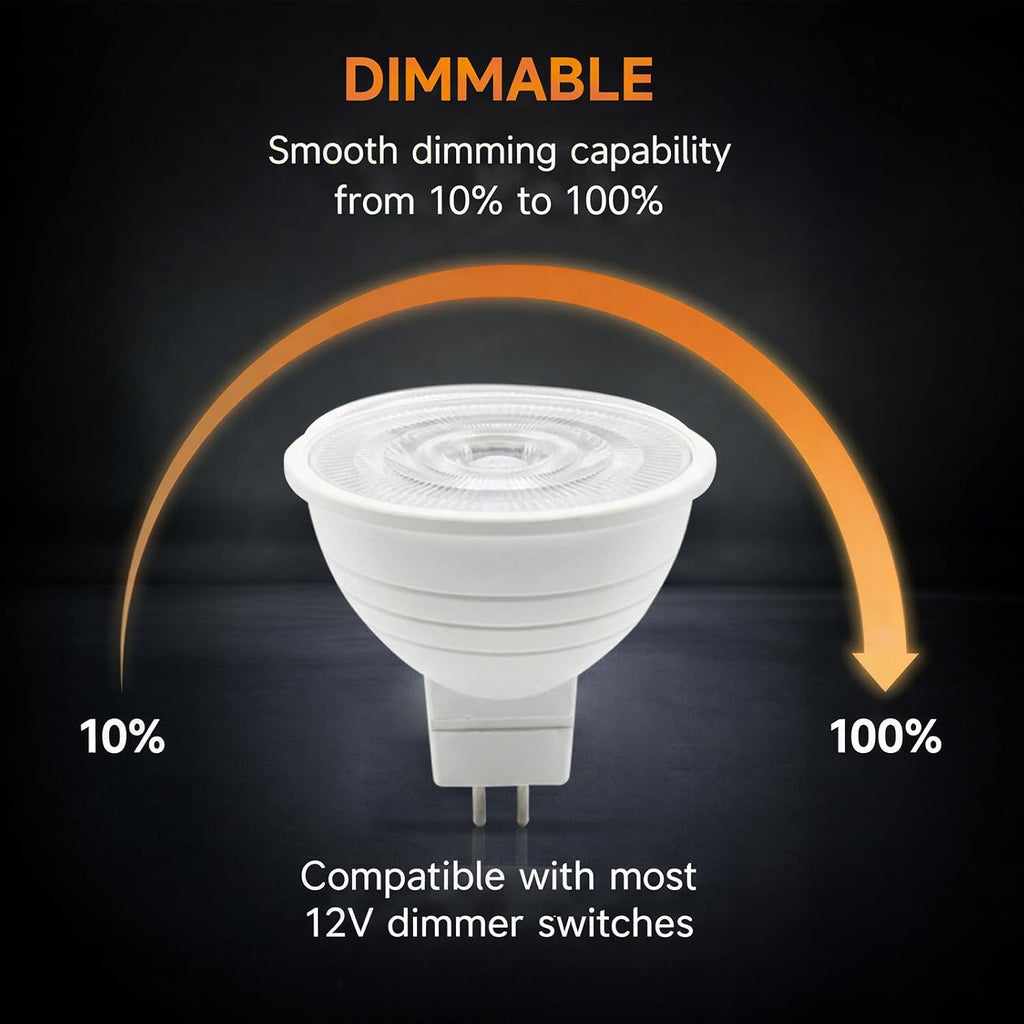 MR16 LED Bulb Dimmable GU5.3 12V 2700K Warm White,Halogen Equivalent, 40° Beam Angle Spotlight for Landscape