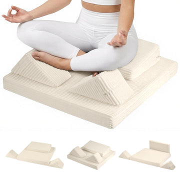 Meditation Cushion, Meditation Mat with Knee Support, Beige