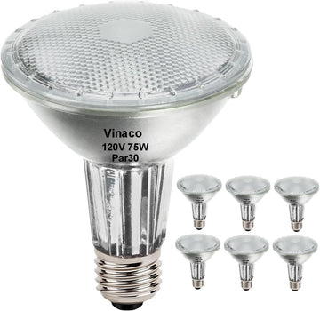 Halogen PAR30 Long Neck Flood Bulb Dimmable 75W 750LM 120V E26 6pcs