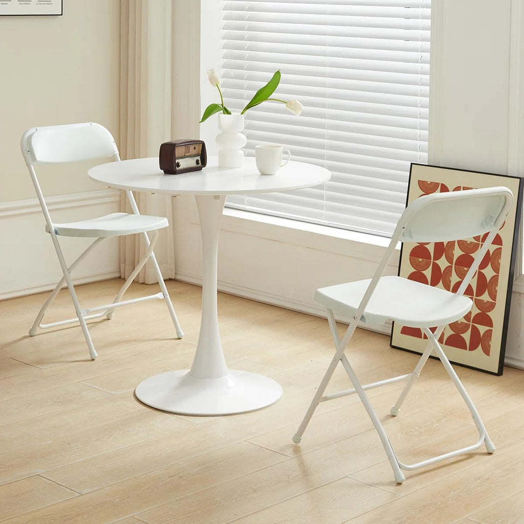 12 Pack White Commercial Plastic Folding Chairs, Heavy Duty, 350 lb