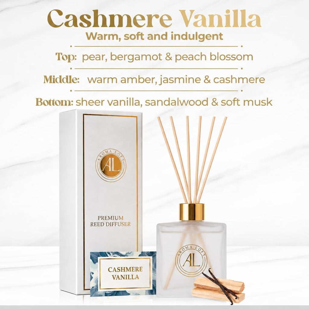 Frosted Reed Diffusers |Premium Fragrance Diffuser | Frosted Diffuser Sticks in Oil Set with Cashmere Vanilla Scent