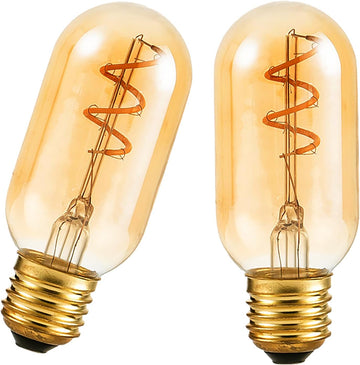 T14 Vintage LED Edison Bulbs, 3W (25W Equivalent), Amber Glass T45 LED Light Bulb,E26 Base, 2200K Warm White,120V