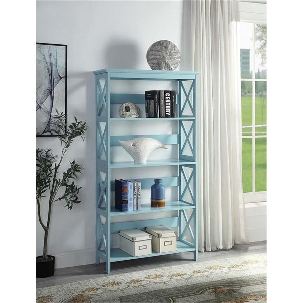 Oxford Bookcase 31.5" - 5-Tier Farmhouse Bookcase, Modern Family Room Media & Display Storage Organizer Library