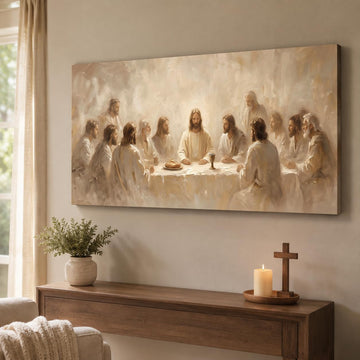 The Last Supper Canvas Wall Art, Renaissance-Inspired Christian Religious Wall Decor, Gallery Wrapped Canvas