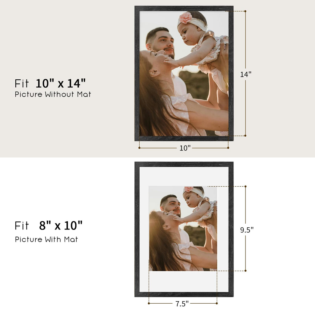 10x14 Solid Oak Wood Picture Frame, Black, 1 Pack