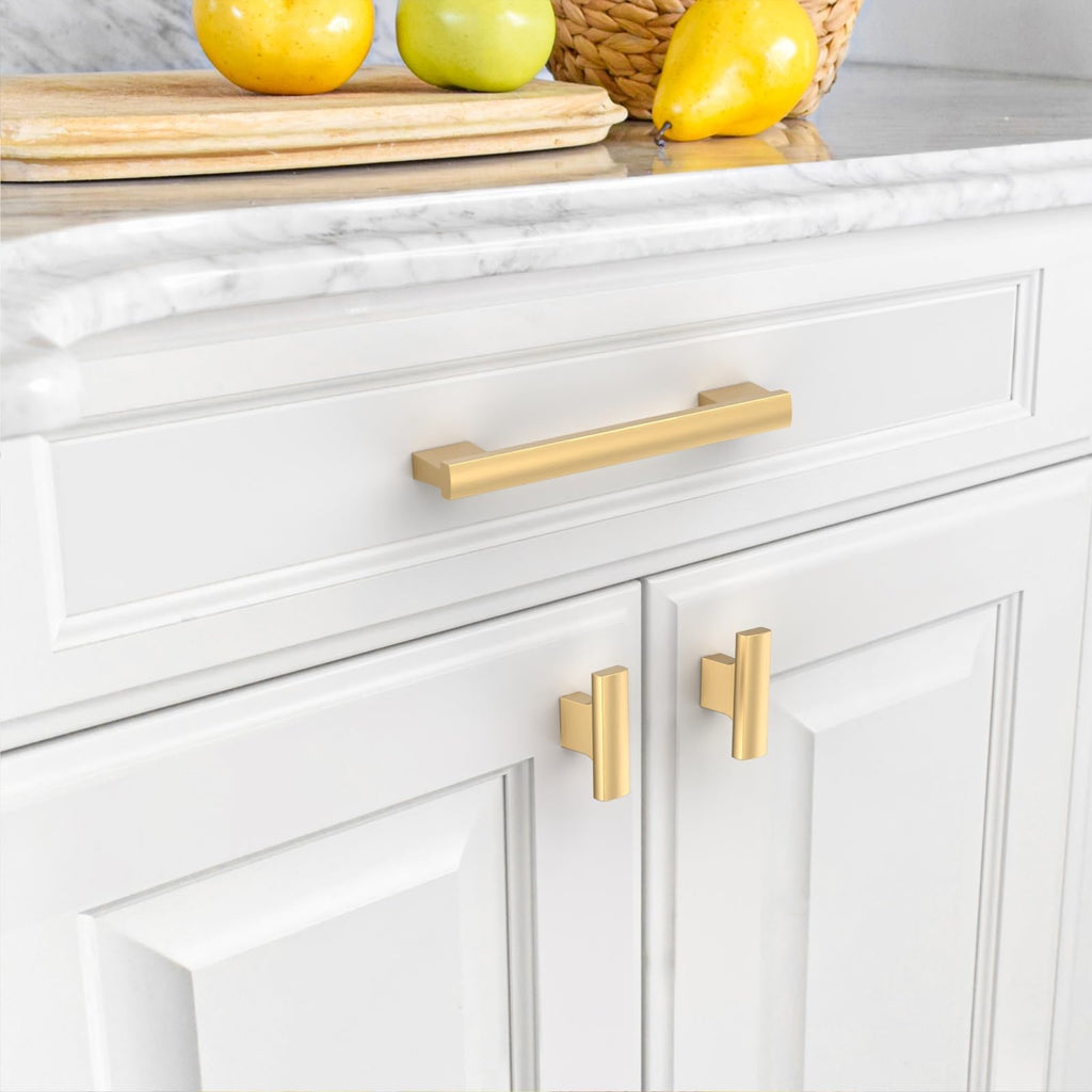6 Pack Champagne Bronze Cabinet Pulls 5 Inch(128MM) Hole Centers Kitchen Cabinet Handles Hardware Kitchen Handles for