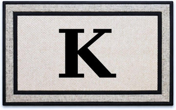 Custom Indoor and Outdoor Door Mat 18x30 Inch - Personalized Letter Monogram Doormat with Non-Slip Rubber Backing and