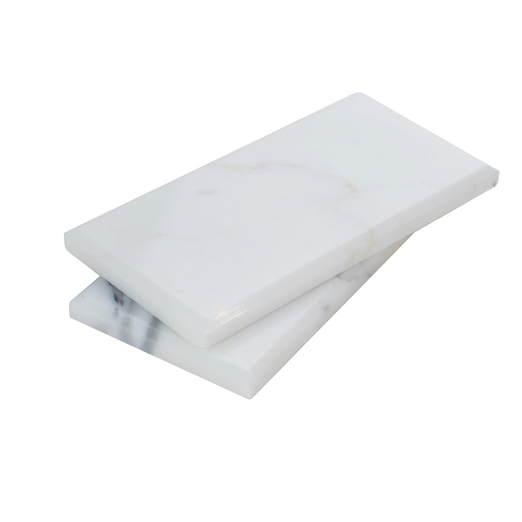 Beveled Subway Calacatta Marble Tile White 3x6 Polished 5 sq ft 40-Pack