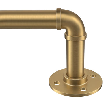 Curtain Rods 32-48", 1 Inch Industrial Brushed Gold Curtain Rod