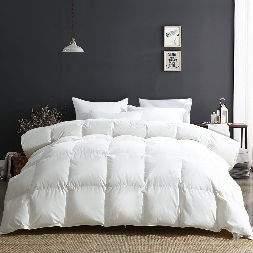 Fluffy Luxury Heavyweight Down Feather Fibers Comforter for Winter Colder Climates/Sleeper- 100% Org