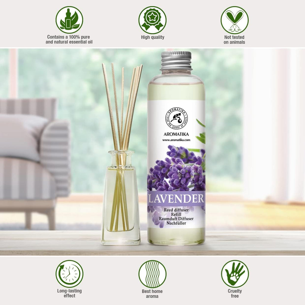 Lavender Reed Diffuser Refill 6.8 Fl Oz - Lavanda Refill - Room Fragrance Diffuser w/Natural Essential Lavender Oil