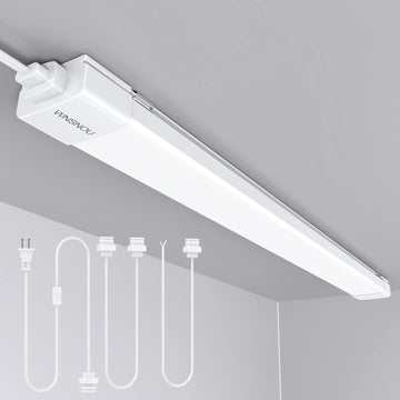 LED Shop Light With Plug, 4FT Waterproof Linkable Tube, 36W Cabinet Lighting 5000K Wired Electric Ceiling With ON/Off