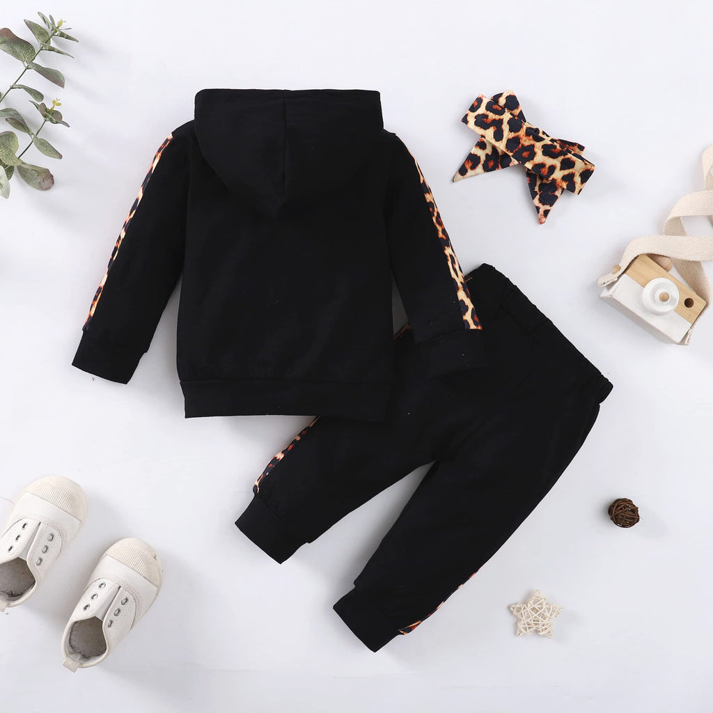 Newborn Baby Girl Clothes Outfits Infant Hooded Sweatshirt Pants Headband Toddler Girl Clothing Set