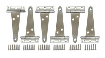 Stainless Steel Light Tee Hinge, with Stainless Steel Screw, 4" x 2-5/16" x 1.4 mm, Vibrated Stainless Steel, 6 Pack