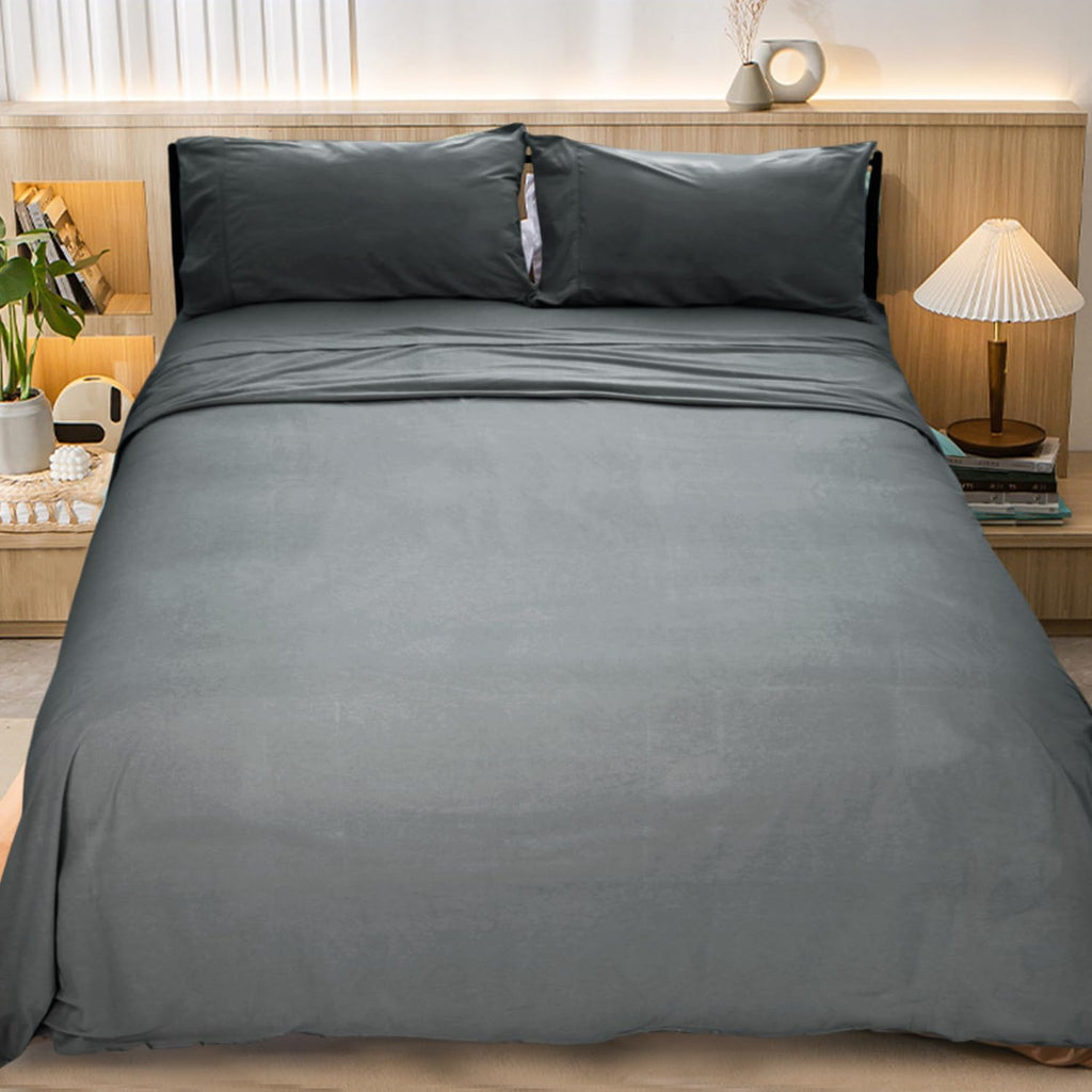Flannel Sheet &Pillowcase Set-Brushed Microfiber Ultra Soft Bed Sheet Set -Wrinkle Resistant, Comfortable, Warm and