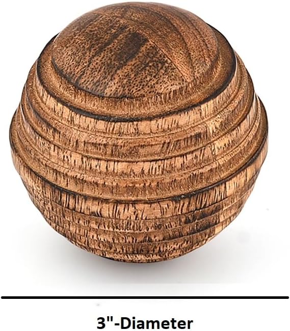 Decorative Ball Mango Wood Round Balls for Centerpiece or Individual Use (), (3" x 3" x 3") - Set of 3