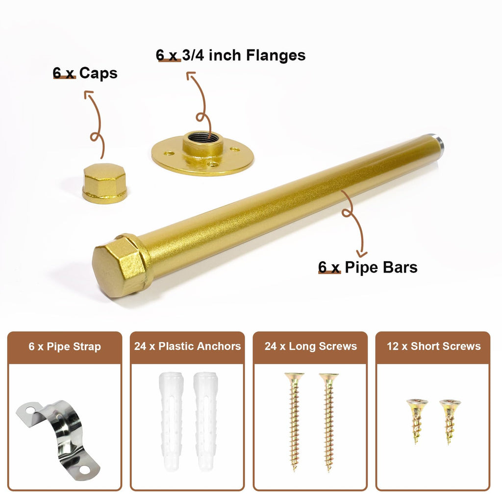 12 Inch Industrial Pipe Clothes Bars, Heavy Duty Wall Mounted Clothes Rack for Hanging Clothes, Closet & Laundry Room