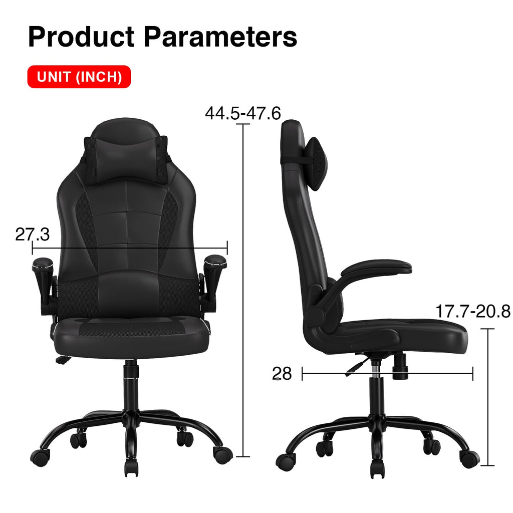 Ergonomic Gaming Chair for Adults, Office Desk Chair, Black