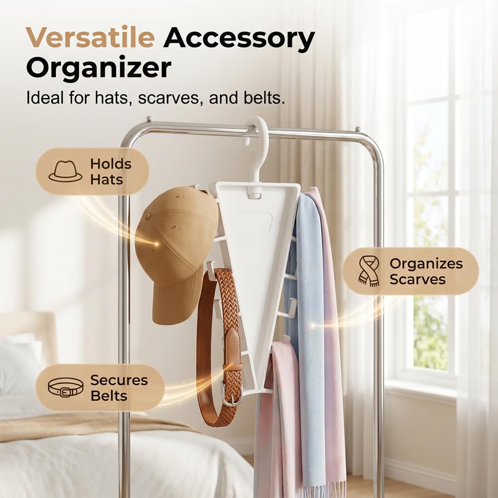 V Shape Double-Sided 12-Hook Rotating Organizer Hanger, 2027 New 360° Space Saving Closet Organizer, ABS Durable, for