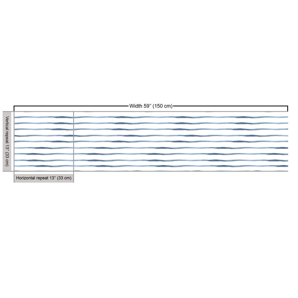Harbour Stripe Fabric by The Yard, Abstract Brushstroke Nautical Horizontal Lines Soft Picture, Material Water