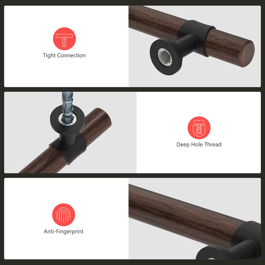 10 Pack 5 Inch Hole Center Wood Cabinet Pulls Black Cabinet Handles