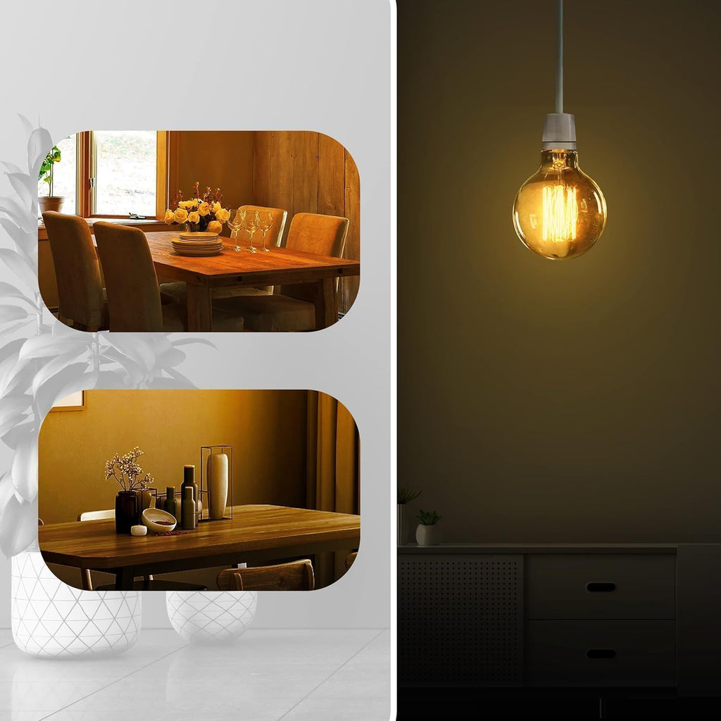 E26 G95 LED Globe Bulb 4W 40W Equivalent 2700K Amber Glass Filament Lamp