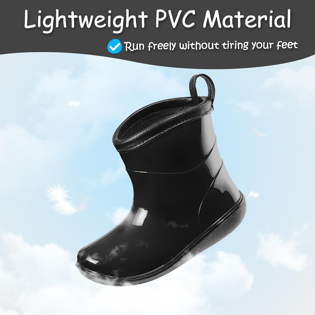 Toddler Rain Boots Baby Easy-on Rain Shoes for Boy&Girl