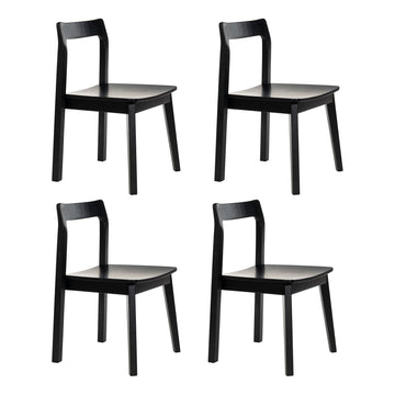 Farmhouse Wood Dining Chairs Set of 4, Wooden Kitchen Chairs, Mid Century Modern Side Chair Armless Chair, Black