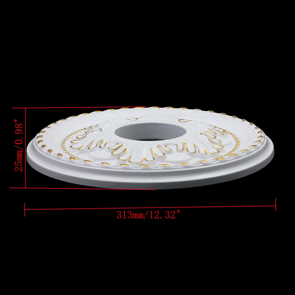 PU Ceiling Medallion 12.3" OD x 3.6" ID, Gold White