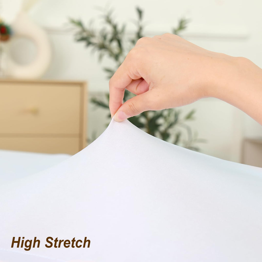 2 Pack 6 Ft Tablecloth Rectangle White Spandex Table Cover