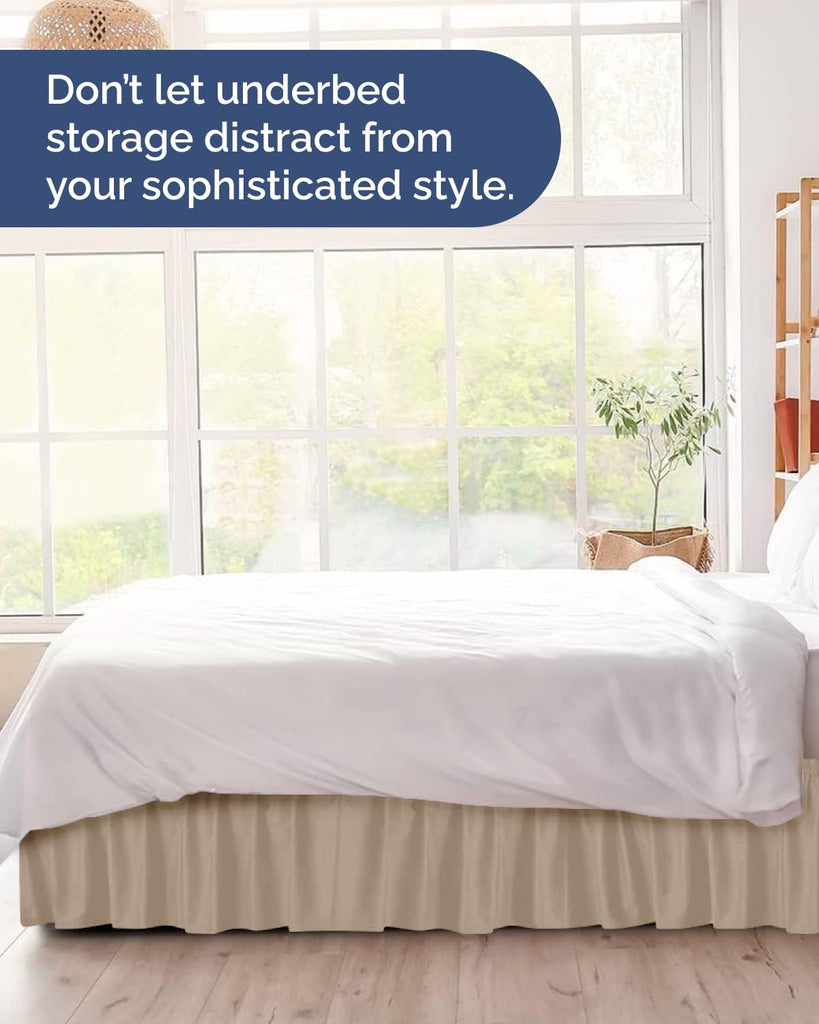 CGK Linens Wrap Around Dust Ruffle Bed Skirt - 15" Cream