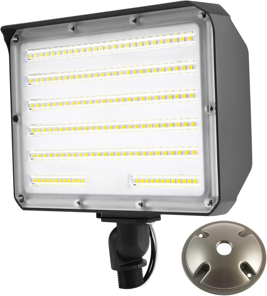 Dusk to Dawn Outdoor 100W LED Flood Light with Knuckle (Plate Included), 14000LM 1000W Equiv., 100-277V 5000K,ETL