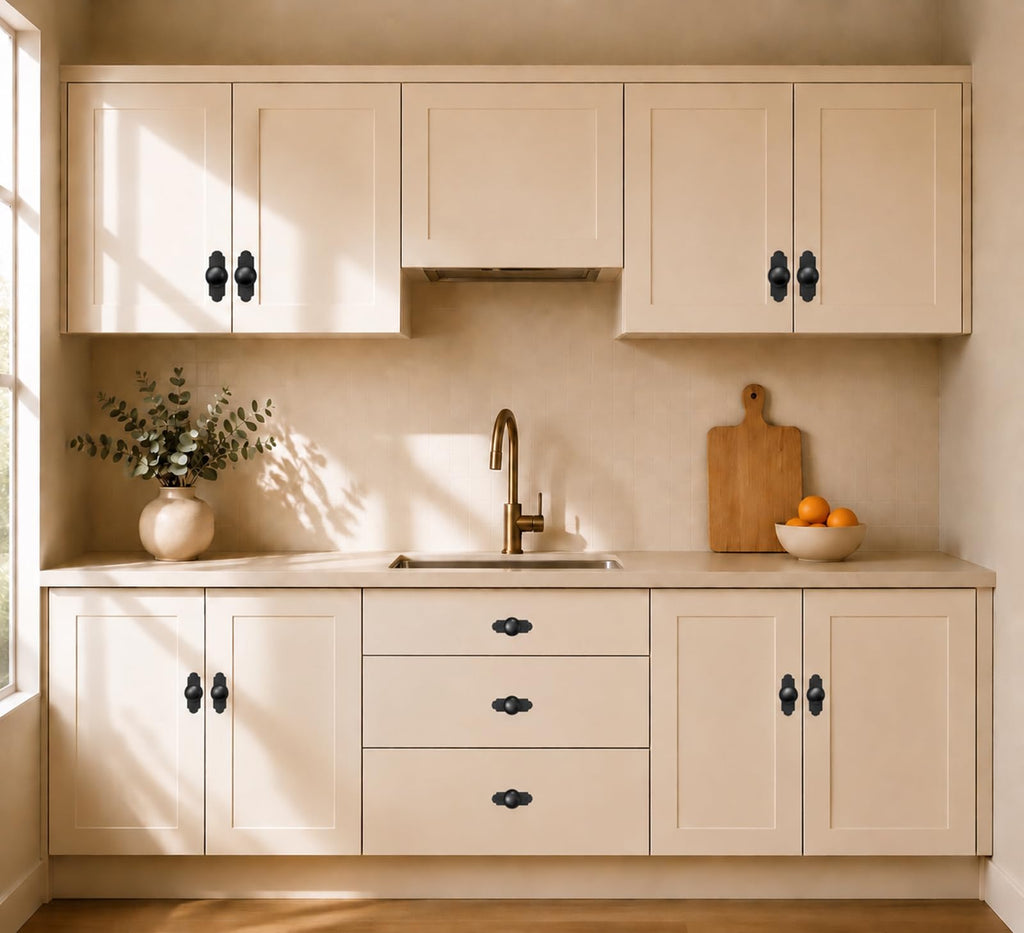 Black Rectangle Backplates of Closet Cabinet Knobs
