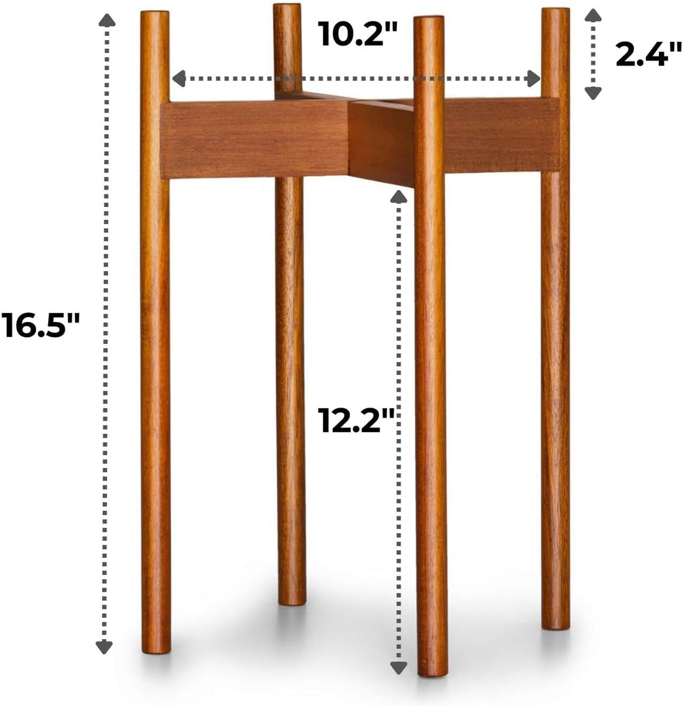 Mid Century Plant Stands for Indoor Planters, Acacia, 10 Inch | Plug In Design, Holds 175 lbs, Two High Options