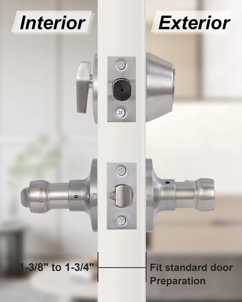Keyed Alike Front Door Lever Lockset with Single Cylinder Deadbolt Combination Set, Exterior Door Knob with Lock and