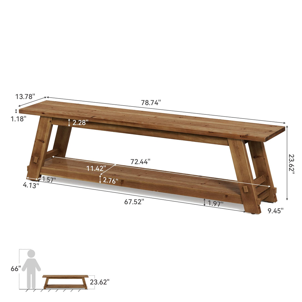 78.74-Inch Solid Wood TV Stand for TVs Up to 90 Inches