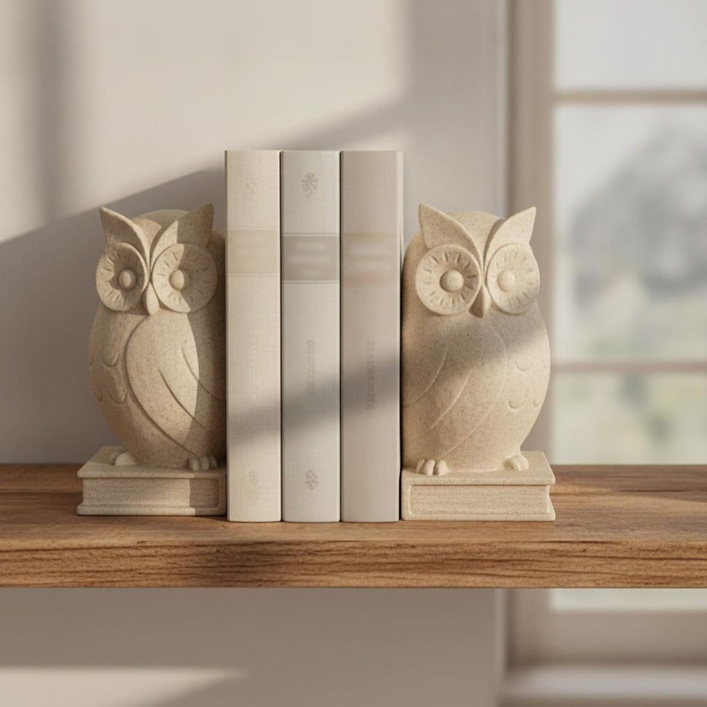 Bookends Sculptural Bookends with Rectangular Base Cute Bookend Holder for Bookshelf, Desk, Living Room, Gray