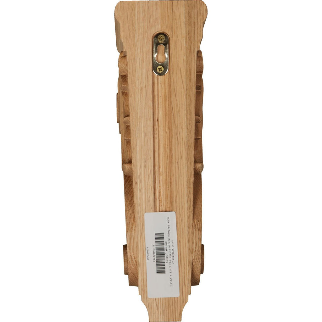 Medium Hudson Acanthus Wood Corbels, 3 1/2"W x 9"D x 12"H, Red Oak